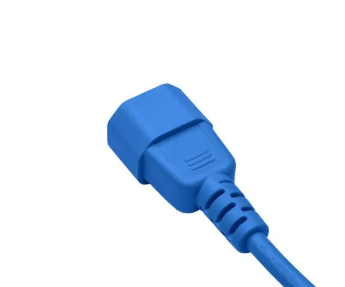 DINIC Kaltgerätekabel C13 auf C14, 0,75mm², Verlängerung, VDE, blau, Länge 1,80m
